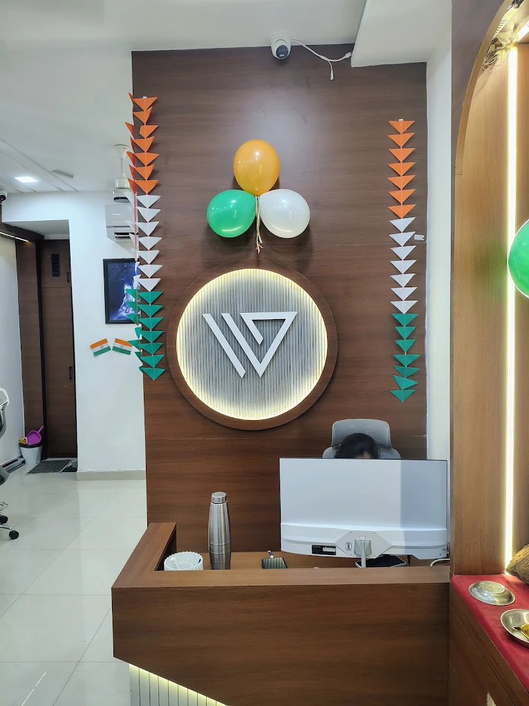Webitof reception logo wall at Raipur office